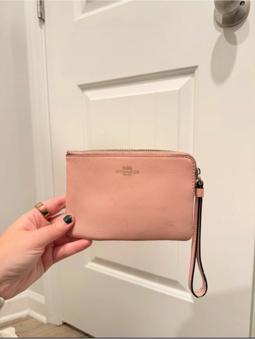 Coach Pink Leather Zip Wristlet